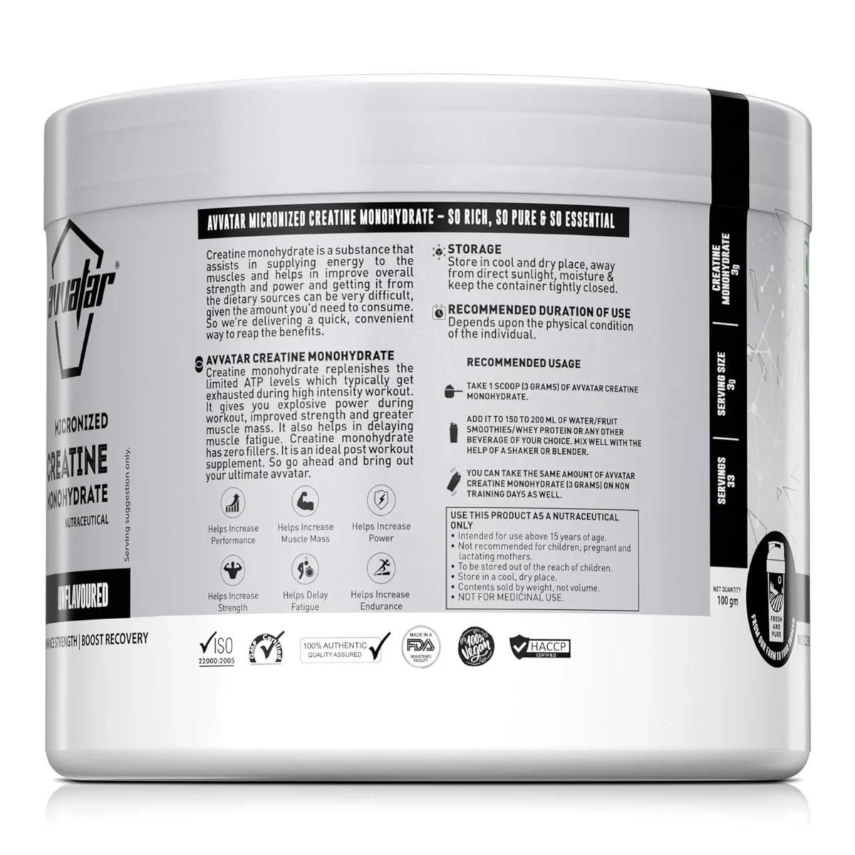 Avvatar Micronized Creatine Monohydrate | 100g - Image 2